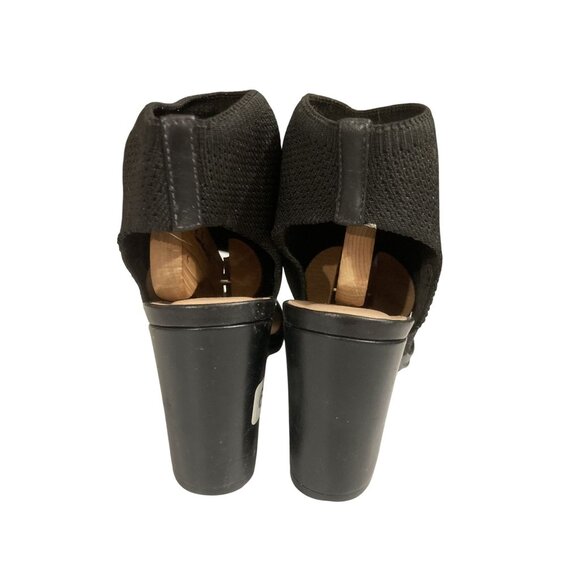 Arezzo women size 8.5 black ankle sock 3.5 in heel open toe pumps shoes brazil - Picture 3 of 7